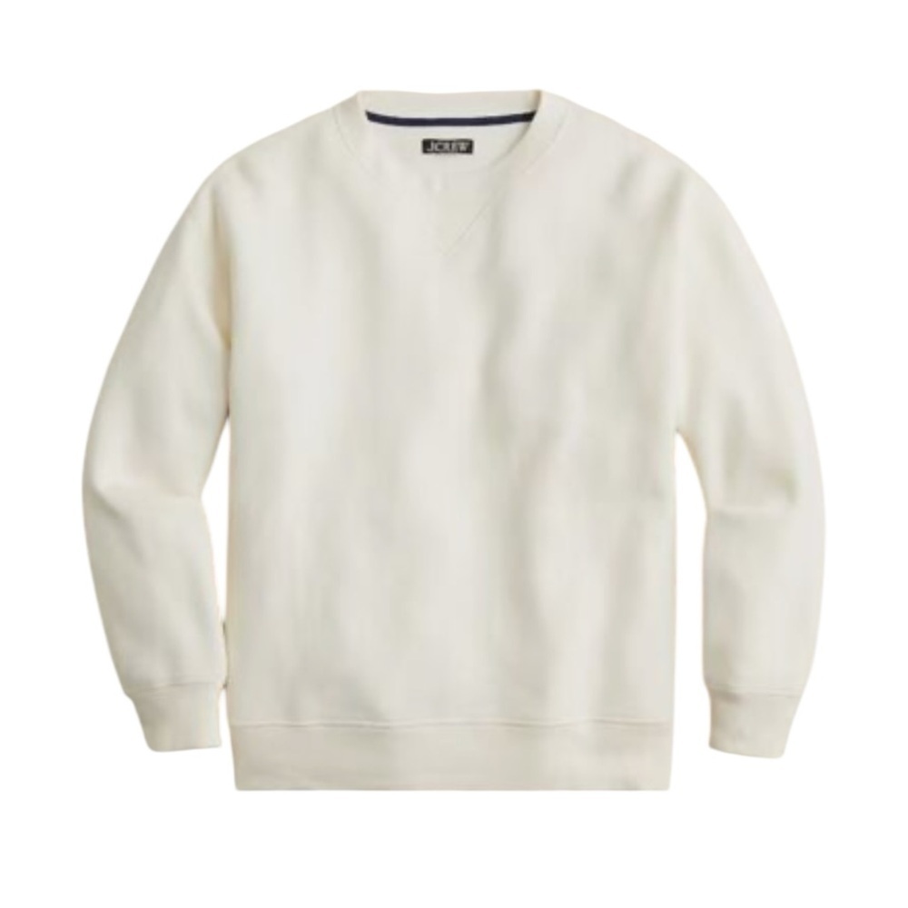 J Crew Ivory Heritage Fleece Oversized Crewneck Sweatshirt Womens Size S